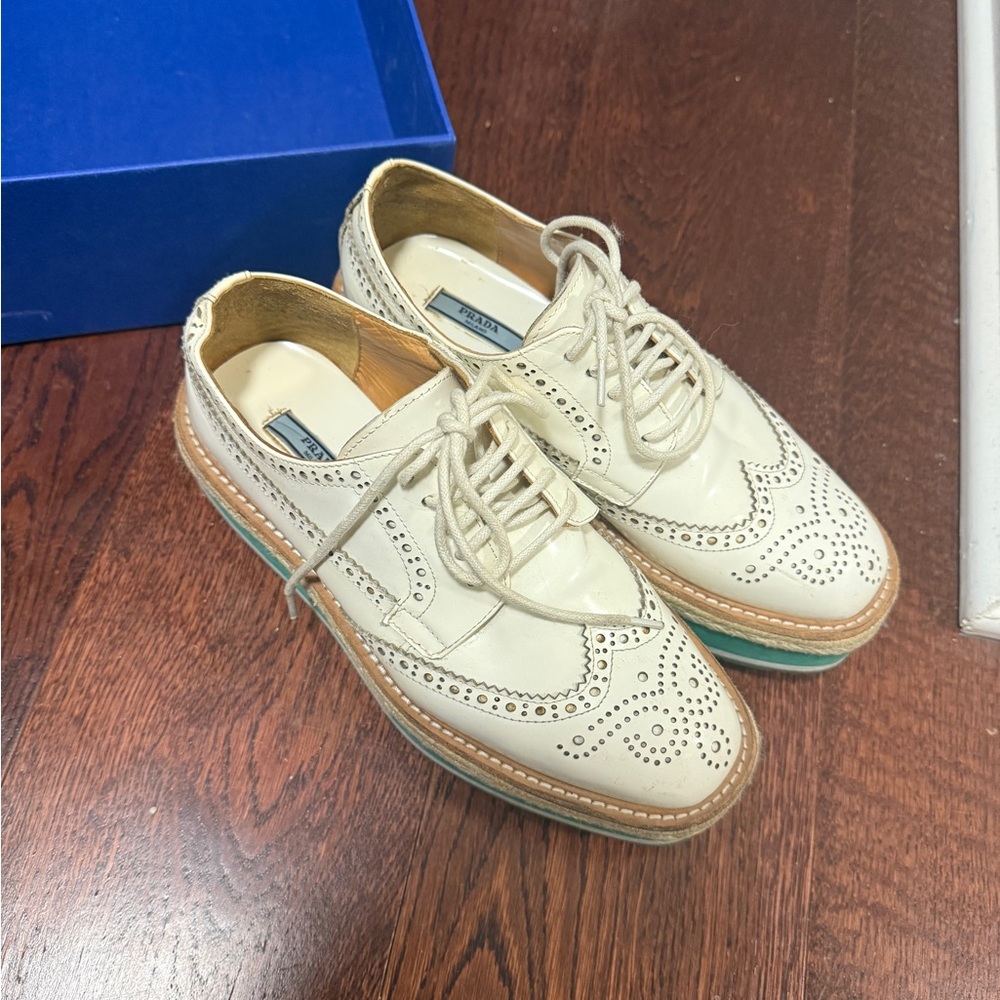 Prada Stylish Cream Brogues for Women